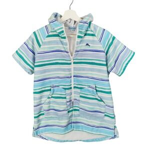 Tommy Bahama Kids L/XL 7-12 Beach Cover Up Hoodie Towel Zip Up Striped Travel